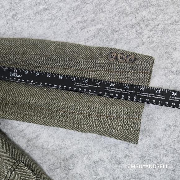 Haggar Herringbone Wool Sport Coat Blazer Made USA Men's 42R Y2K - Picture 6 of 9